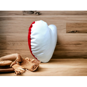 Federa Cuscino Cuore Bianca in Poliestere con Retro Rosso