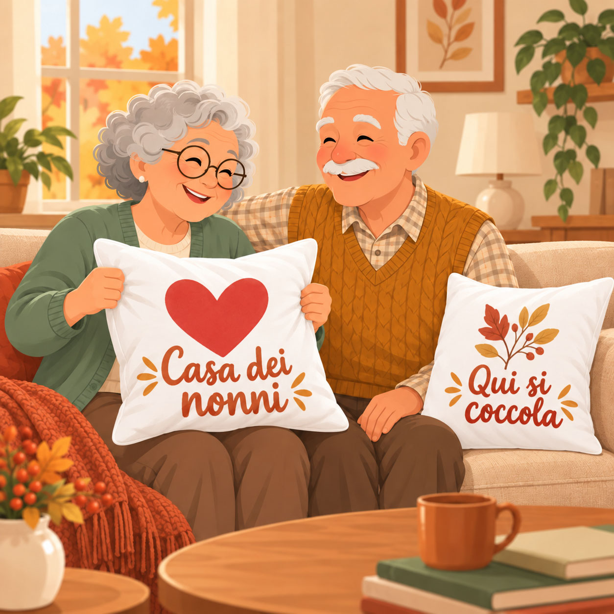 Federe e cuscini - esempio di personalizzazione per la Festa dei Nonni