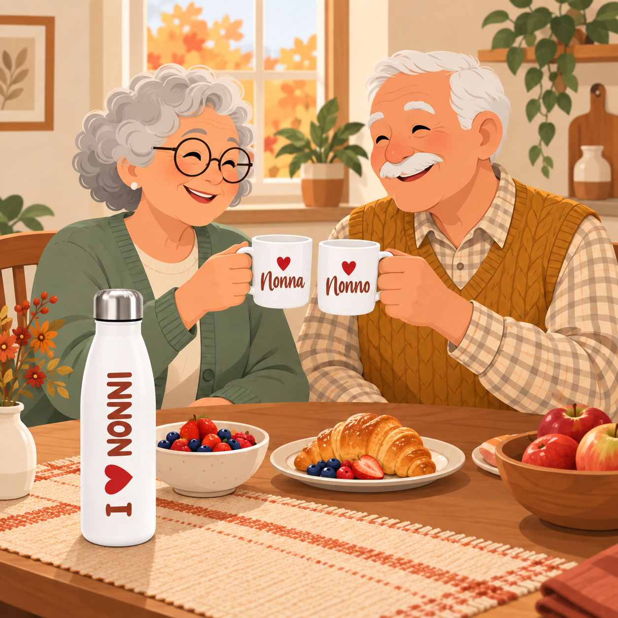 Tazze, borracce e ceramica - esempio di personalizzazione per la Festa dei Nonni